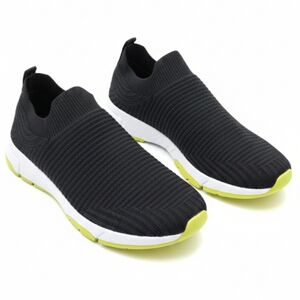 Cat & Jack Men's Black and Lime Slip-On Sneakers